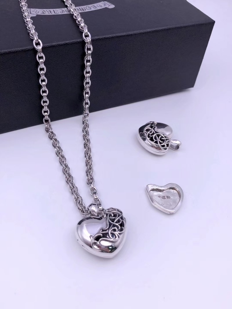 CHROME HEARTS 크롬하츠 남녀공용 925실버 하트 목걸이 65cm