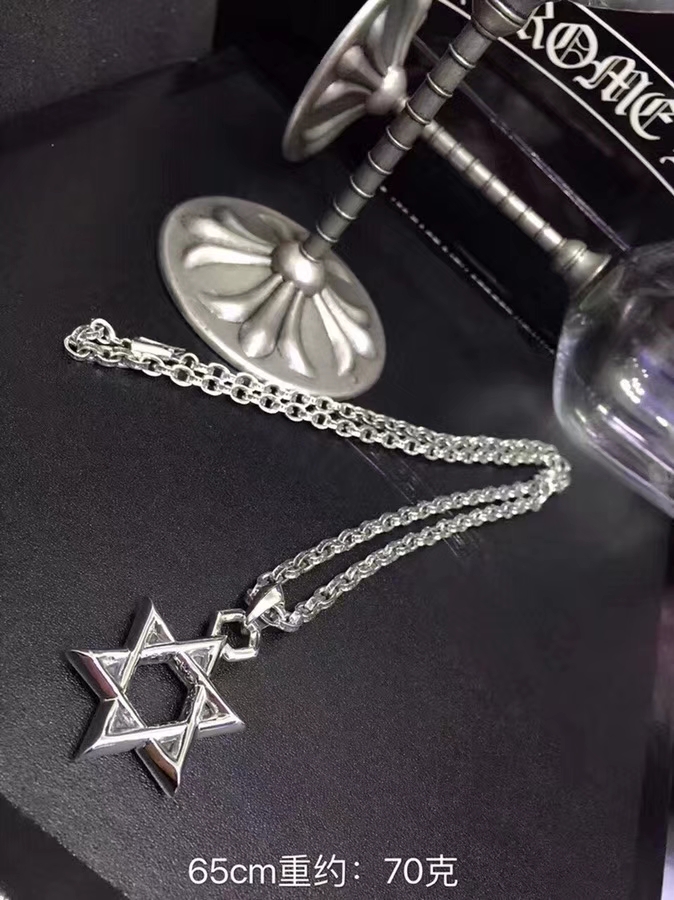 CHROME HEARTS 크롬하츠 남녀공용 925실버 육망성 목걸이 65cm