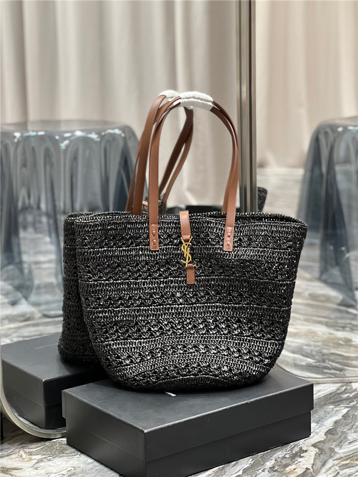 SAINT LAURENT 생로랑 라피아 파니에 토트백 미듐 Y685618