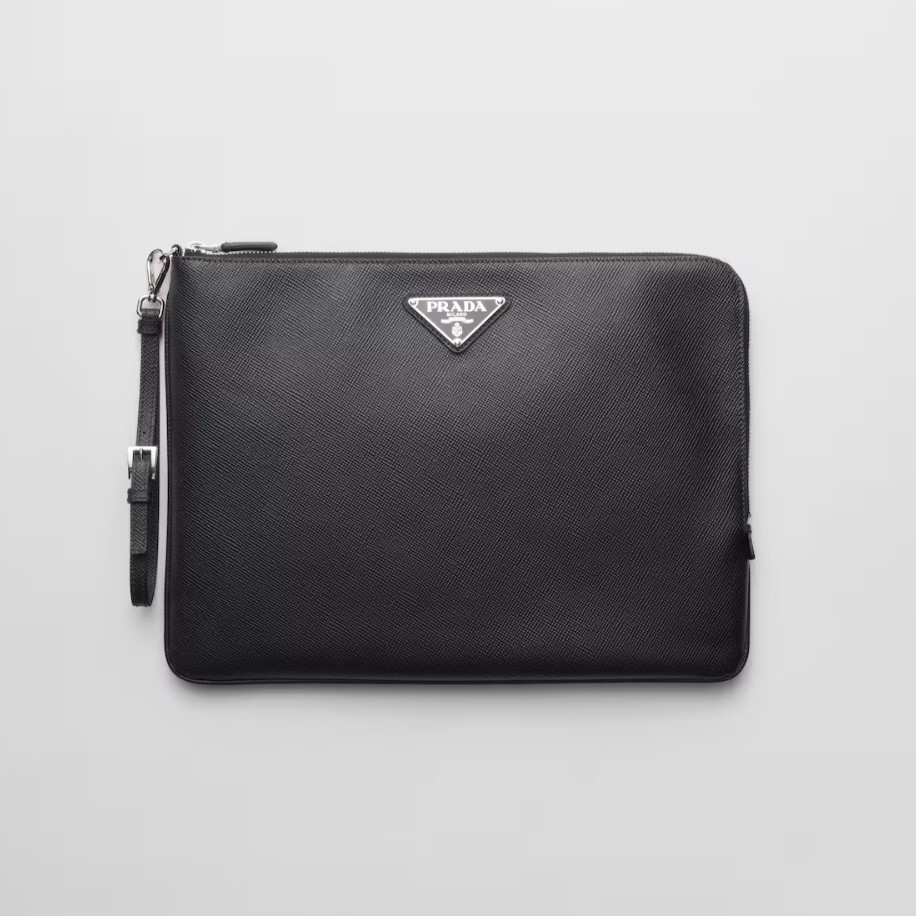 PRADA 프라다 라지 사피아노 가죽 파우치 2NH023