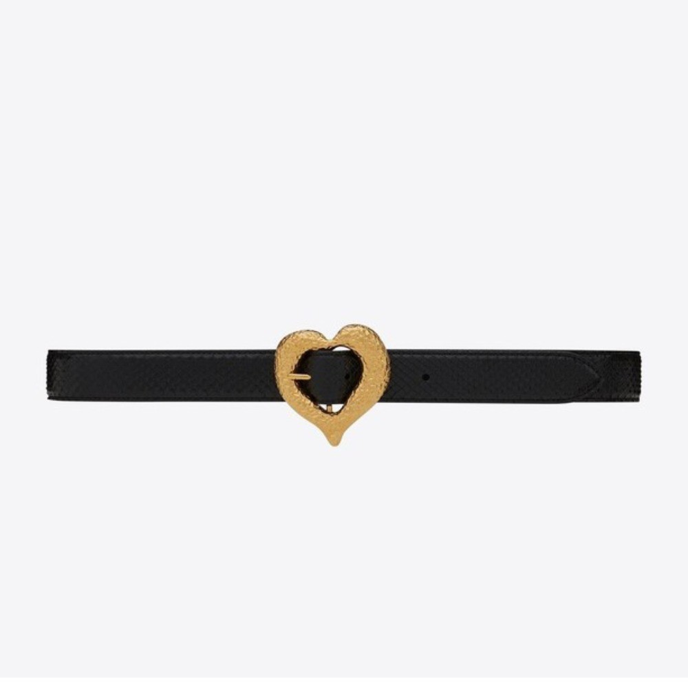 SAINT LAURENT 생로랑 비단 가죽 하트 모양 벨트 650322 (30mm)