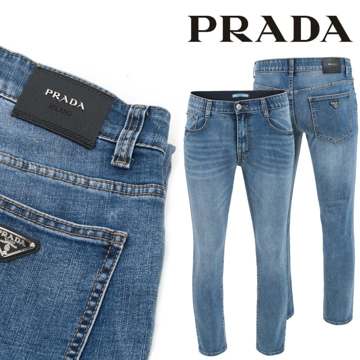 PRADA 프라다 클래식 트라이앵글 워싱 슬림진