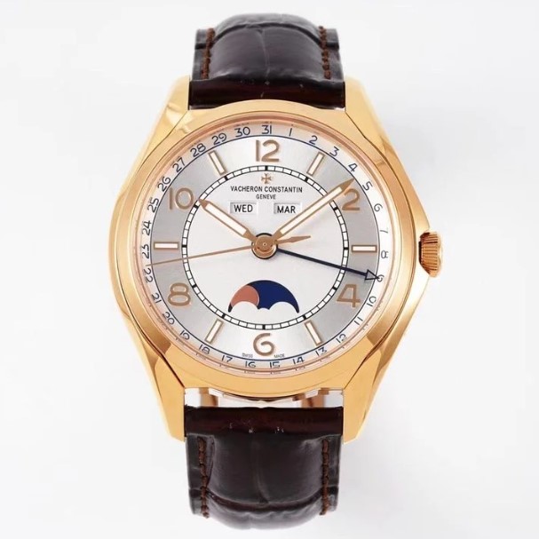 VACHERON CONSTANTIN 바쉐론 콘스탄틴 피프티 식스 컴플리트 캘린더 화이트 다이얼 로즈골드 레더 스트랩 40mm 4000E/000A-B548
