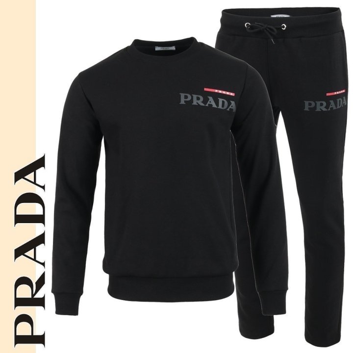 PRADA 프라다 네임로고 프린트 맨투맨 셋업