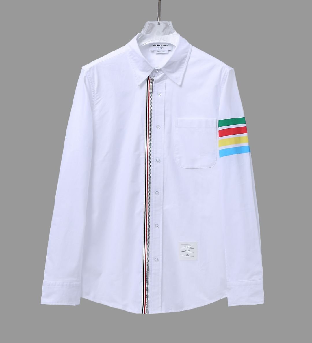 THOM BROWNE 톰브라운 컬러 사선완장 지퍼 셔츠