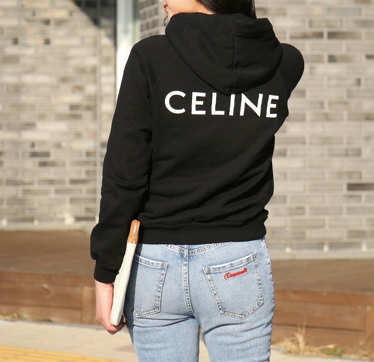 CELINE 셀린느 백로고 네임 커플 후드티