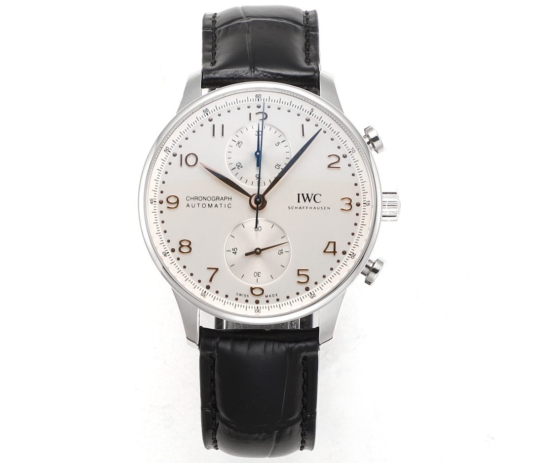 IWC 아이더블유씨 포르투기저 크로노그래프 화이트/로즈골드 다이얼 레더 스트랩 40mm IW371605
