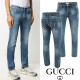 GUCCI 구찌 자가드 버티컬 자수 워싱 슬림진