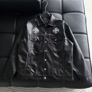 CHROME HEARTS 크롬하츠 레더 오버 바시티 자켓