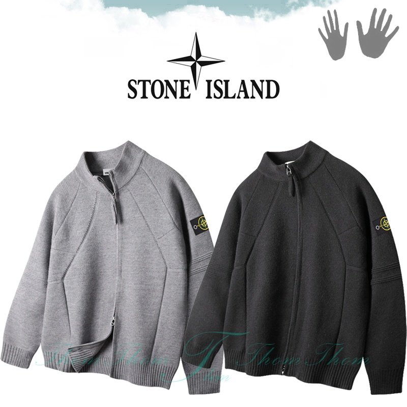 STONE ISLAND 스톤아일랜드 절개 라인 니트 집업
