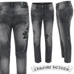 CHROME HEARTS 크롬하츠 멀티 레더 패치 흑청 슬림 일자진