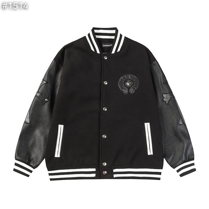 CHROME HEARTS 크롬하츠 크로스 레더 홀스슈 바시티 자켓
