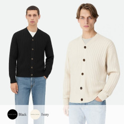 BOTTEGA VENETA 보테가베네타 사이드 로고 자수 니트 가디건