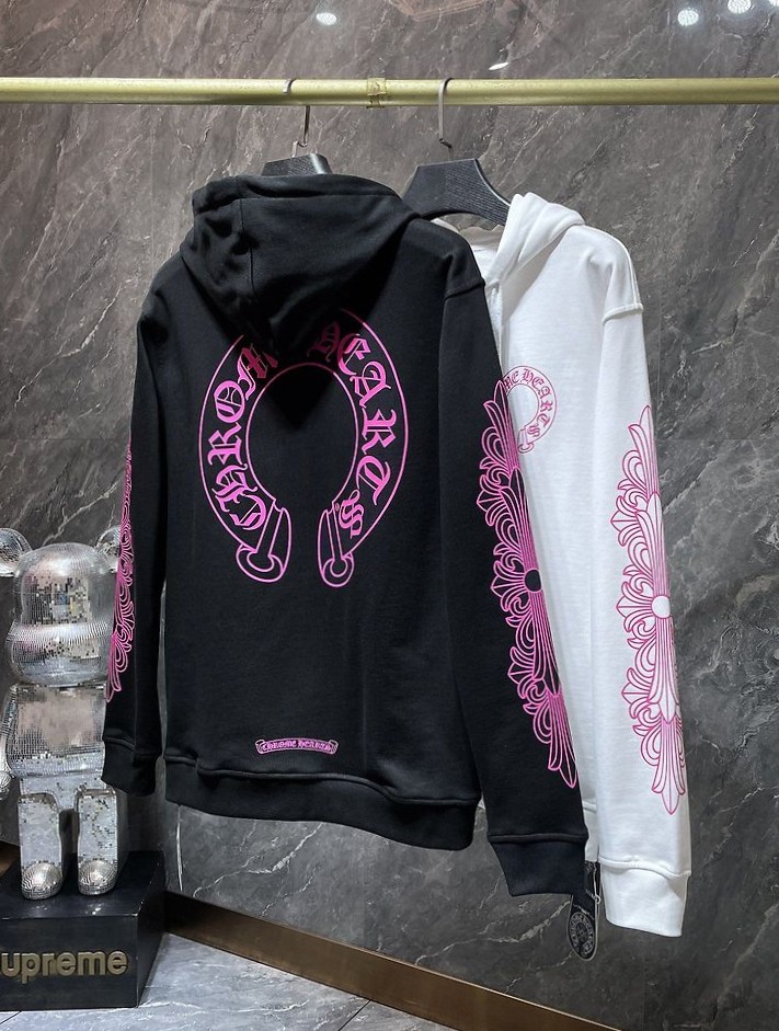 CHROME HEARTS 크롬하츠 7034 홀스슈 플로랄 크로스 후드 집업