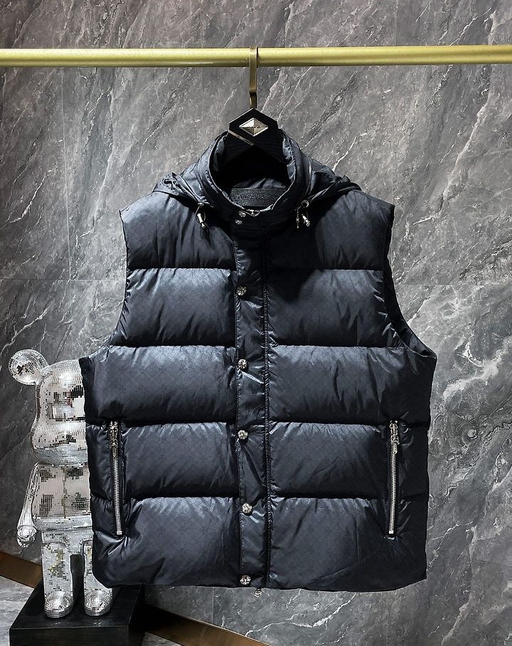 CHROME HEARTS 크롬하츠 7039 올오버 플로랄 크로스 자카드 다운 패딩 베스트