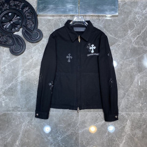 CHROME HEARTS 크롬하츠 7053 세메터리 크로스 레더 패치 워크 자켓